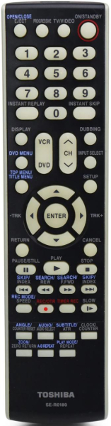 Replacement remote for Toshiba SE-R0180, DVR4SU, DVR4, DVRW1, DVR4TU, DVR4XSC