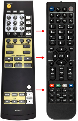 Replacement remote for Onkyo TX8222, RC666S, 24140666, TX8255