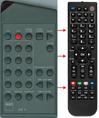 Replacement remote for Nad RC-C541I, CD3, CD 3, C541I