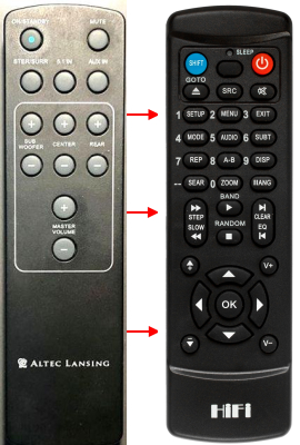Replacement remote control for Altec Lansing VS3251