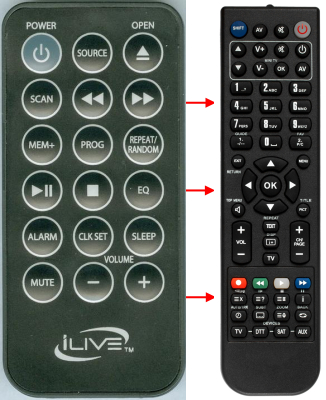 替换的遥控器用于 iLive REM-IHB603, IHB603B