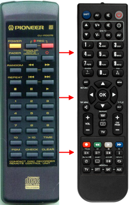 Replacement remote for Pioneer PWW1103, CU-PD075, PDR05, PDR99
