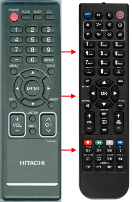 Replacement remote for Hitachi 076R0SN021, L40A105, L40A105A, L32A104