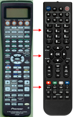 Replacement remote for Pioneer AXD7299, VSX-47TX