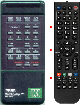 Erstatningsfjernkontroll for  Yamaha KX800, KX800U, RS-K12