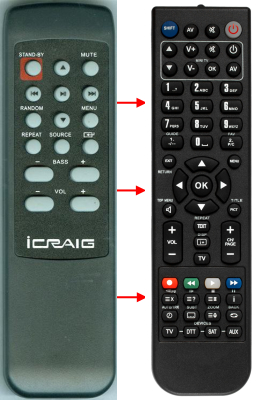 Replacement remote for Craig CHT907R, CHT907