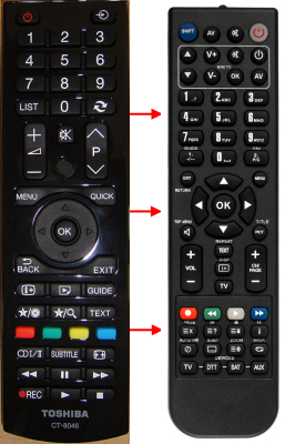 Replacement remote control for Toshiba 1010 4412
