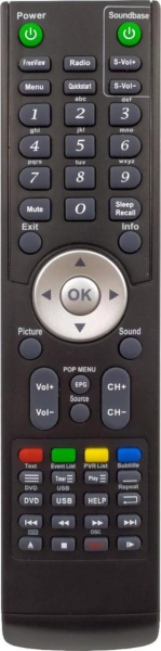 Replacement remote control for Blaupunkt BP2420FHDV