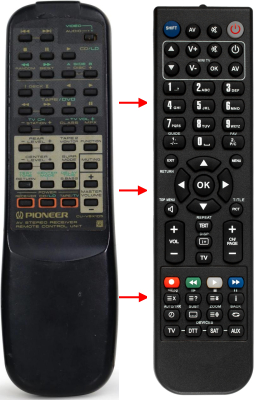 Replacement remote control for Pioneer CU-VSX105