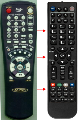 Replacement remote for Go Video DDV9485, 109550RM, DDV9555, 109558RM