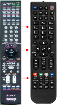 Replacement remote for Sony RMAAL008, 148019811, STRDA5300ES MAIN