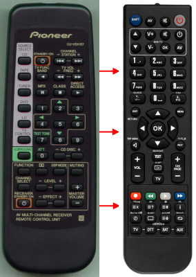 Replacement remote for Pioneer CUVSX133, AXD7166