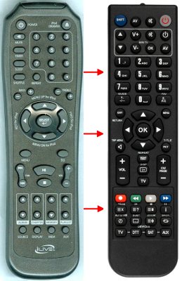 Replacement remote for iLive REMIT209B, IT209B