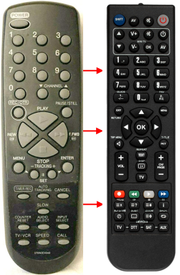 Replacement remote for Sansui VCR4510C, 076N0EA040, VCR4510E, VHF6010B