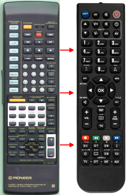 Replacement remote for Pioneer AXD1223, CUVSX031, VSXD901S, VSX901S