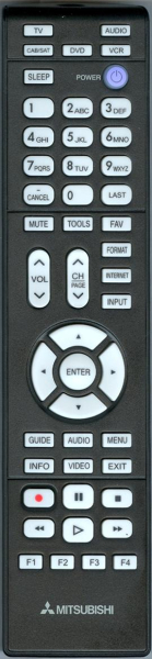 Replacement remote for Mitsubishi WD-60C9 WD-65737 WD-65837 WD-65C9 WD-73737