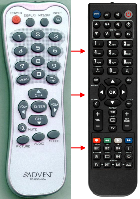 Replacement remote for Advent RCQ35MOA, RCQ35M0A, LC15Y26