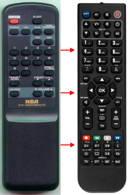 Replacement remote for Rca STA3900, 12386132, 315006