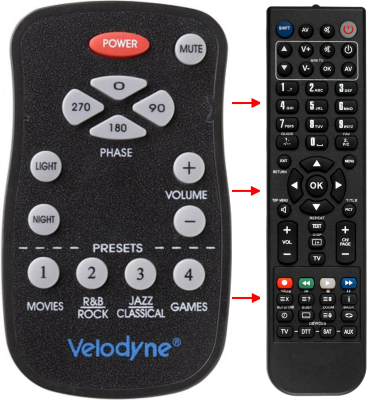 Replacement remote for Velodyne CHT8R, CHT12R, CHT15R, DLS3500R, CHT12Q