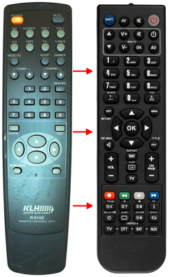 Replacement remote for KLH R5100, R5000