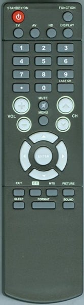 Replacement remote for Audiovox FPE2208DV, FPE3208DV, PLT37260