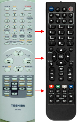 Replacement remote for Toshiba MW24FN3R, MW27FN1, MW20FP3, WCFN2
