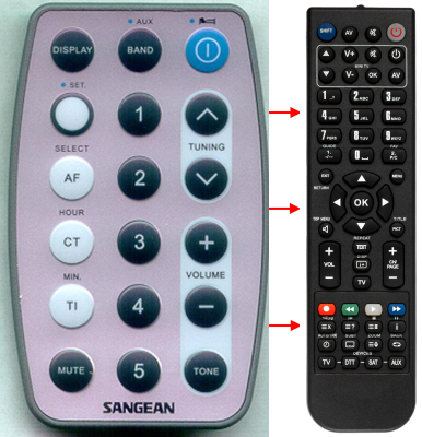 Replacement remote for Sangean 389M701A, WR2