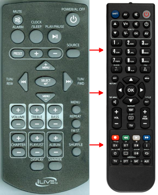 Replacement remote for iLive ITP100B, REMITP100B