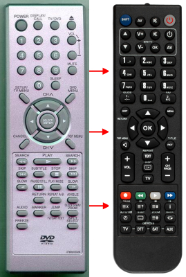 Replacement remote for Akai CFTD2052, LCDVD200B, 076R0HE02B