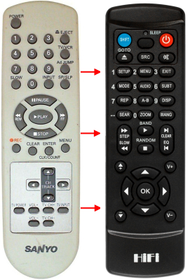Replacement remote control for Sanyo 6711R1N074C