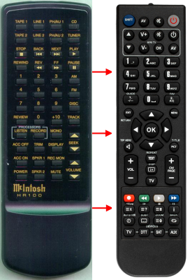 Replacement remote for Mcintosh 121036, HR100, C42