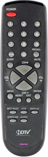 Replacement remote for Sansui HDLCD1955, HDLCD1912, 076E0PV021
