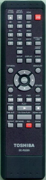 Replacement remote for Toshiba SE-R0266