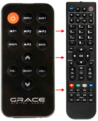 Vervangende afstandsbediening voor Grace digital IRA500
