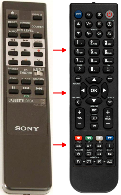 Replacement remote for Sony RMJ910, TCWE835S, TCWE435, TCWR661