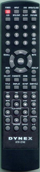 Replacement remote for Dynex DXLTDVD19, TV562082, DXLTDVD1909