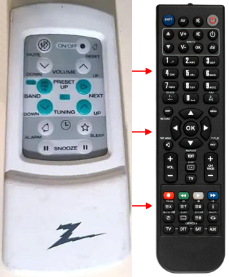 Replacement remote for Zenith Z213W, Z213B, Z253B