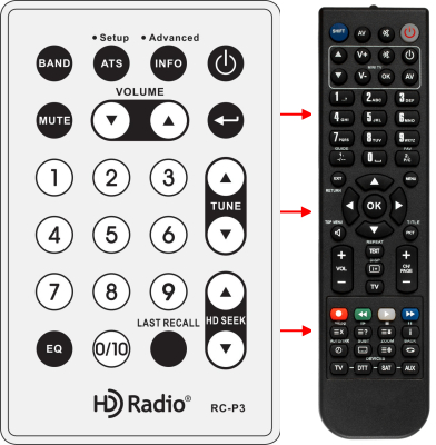 Replacement remote for Sangean HDR1, 389QB01A, RCP3