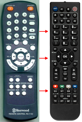 Replacement remote for Sherwood RD7502, RC110, R672