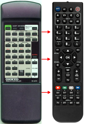 Replacement remote for Onkyo RC327S, 24140327Y, TXSV444