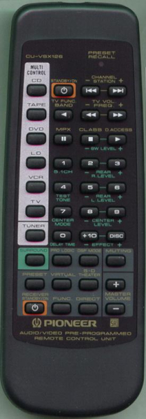 Replacement remote for Pioneer HTP302, VSXD457, AXD7156, CUVSX126