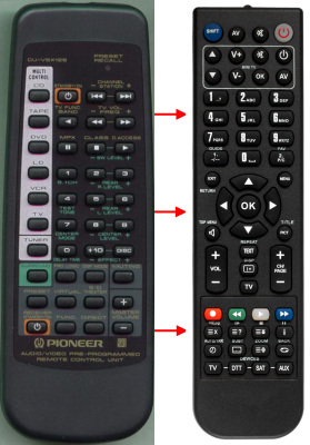 Replacement remote for Pioneer VSXD307, HTP202, D3400K