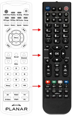 Replacement remote for Planar PDP42HD, 997316700, 5052731007, PD42ED
