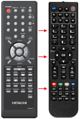 Replacement remote for Hitachi L26D103, L19D103, 076R0QQ011