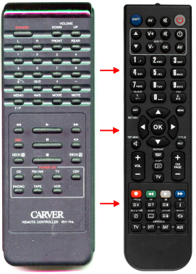 替换的遥控器用于 Carver HR732, CT3, HR742, RH74A, ZK166J0010