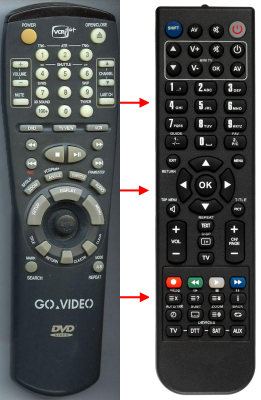 Ersättande fjärrkontroll för Go Video DVR105000RM, DVR5000
