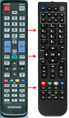 Replacement remote for Samsung AA5900463A, UN22D5000, UN22D5000NF