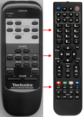Replacement remote for Technics EUR644378, SHAC300