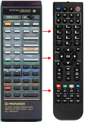 Replacement remote for Pioneer VSX4000, VSX5000, CUVSX001, AXD1007