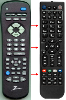 Replacement remote for Zenith IQB50M90W, 92410044, RB50M88W, B50M88W